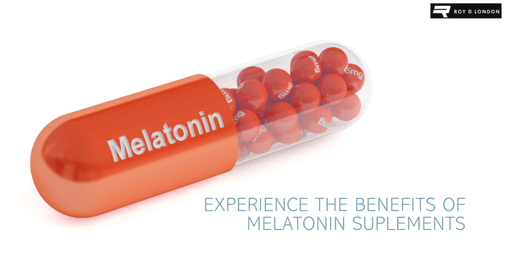 Melatonin tablets in a capsule shaped container.