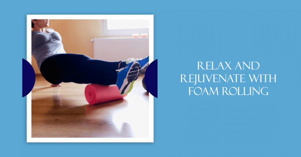 female on the floor foam rolling her leg.
