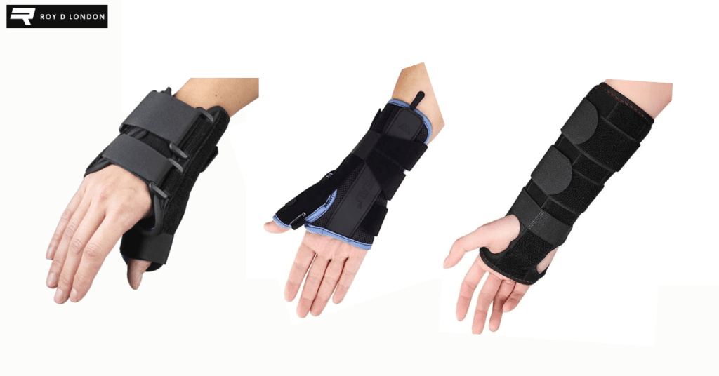 ulnar wrist pain relief splints on wrist x3.