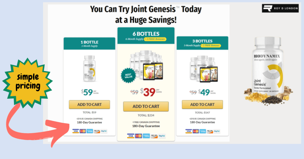 Joint Genesis simple pricing