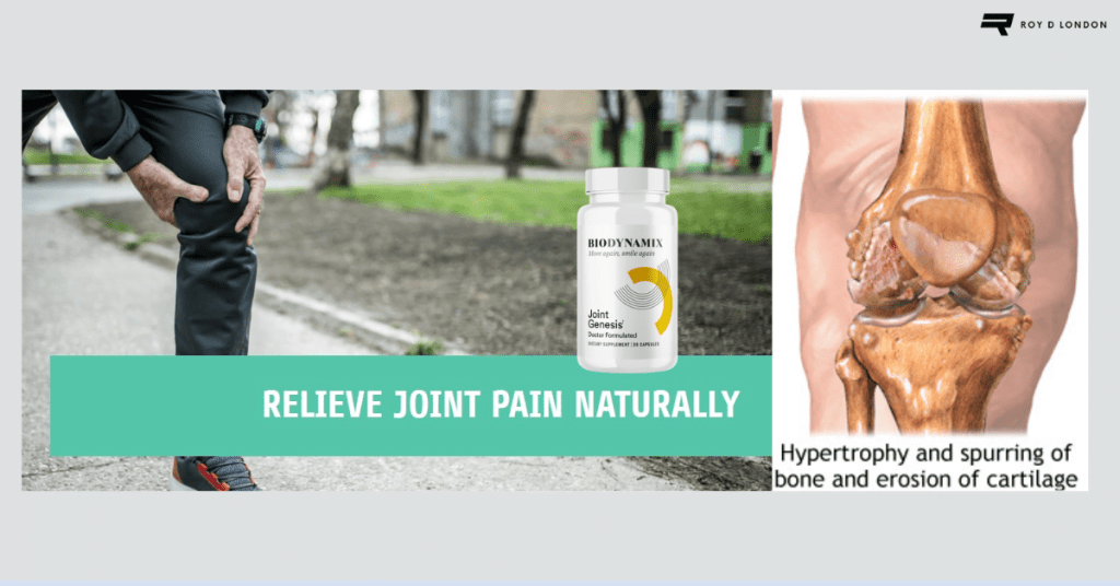 man bent over holding his knee, and section of a decaying knee